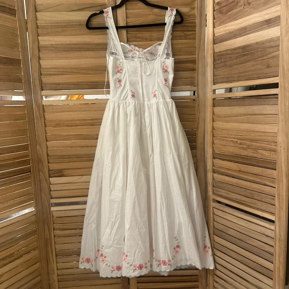 NWT_For Love Lemons Embroidered Tea Time Midi Dress in white size XS - Picture 6 of 11